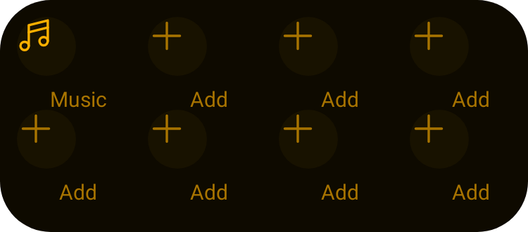 Media shortcuts grid in Terminal Amber