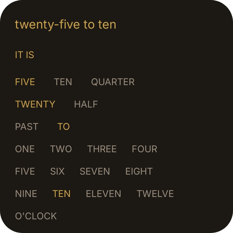 Word clock in Luxe