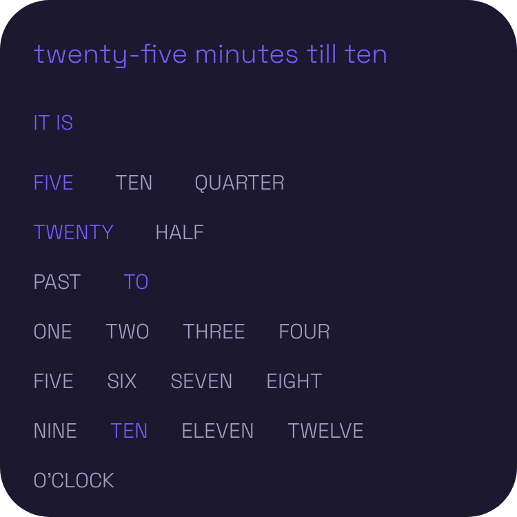 Word clock widget preview