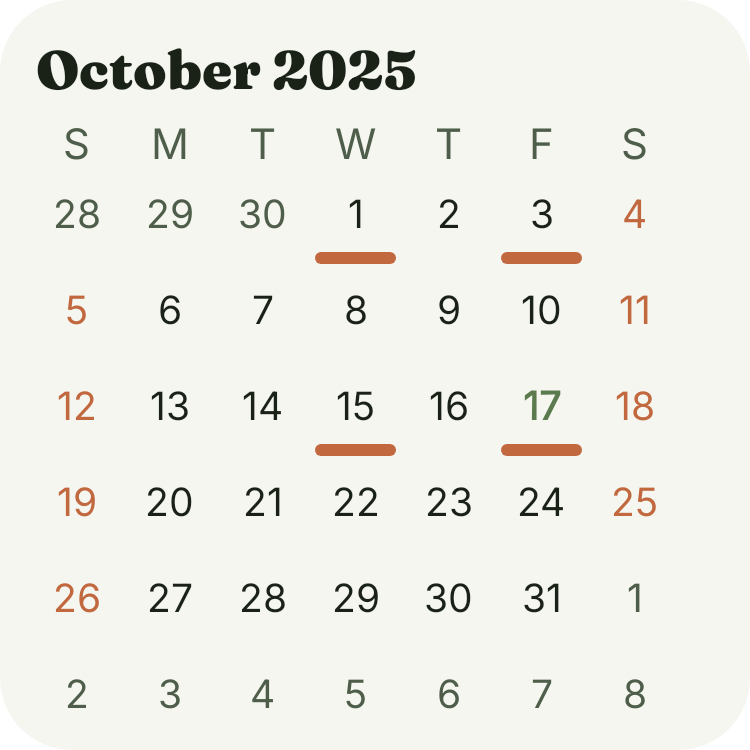 Mini Month Calendar in Botanic