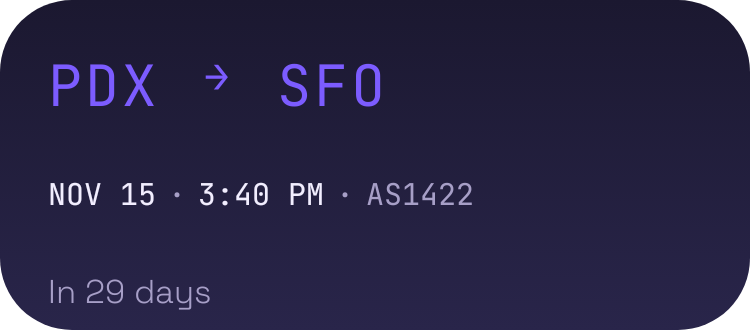 Flight board widget preview