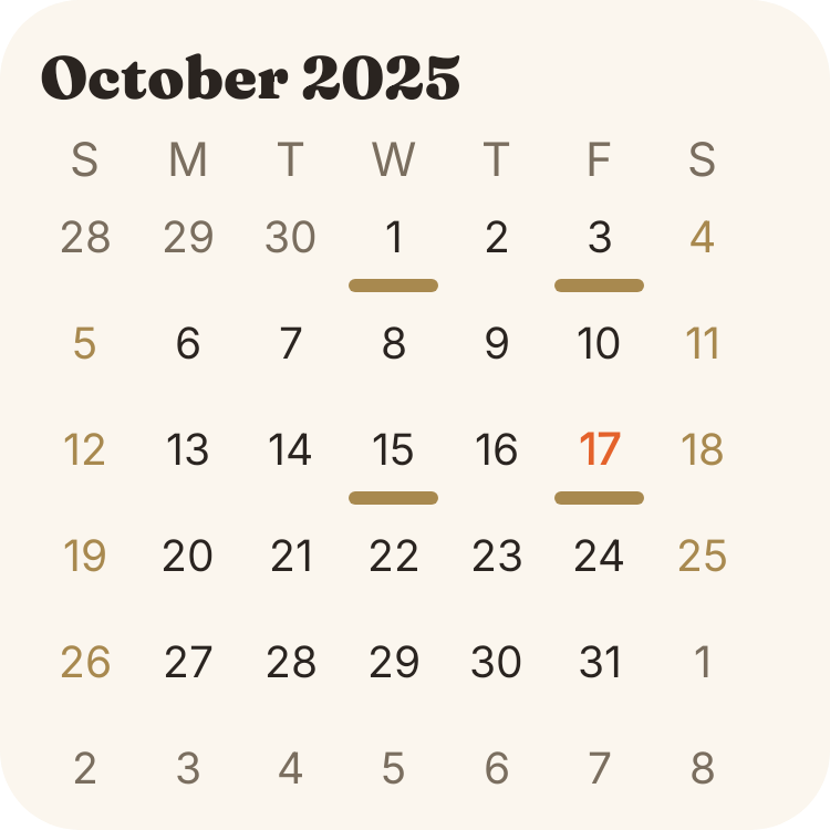 Mini Month Calendar in Crema