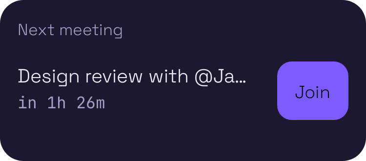 Next Meeting widget preview