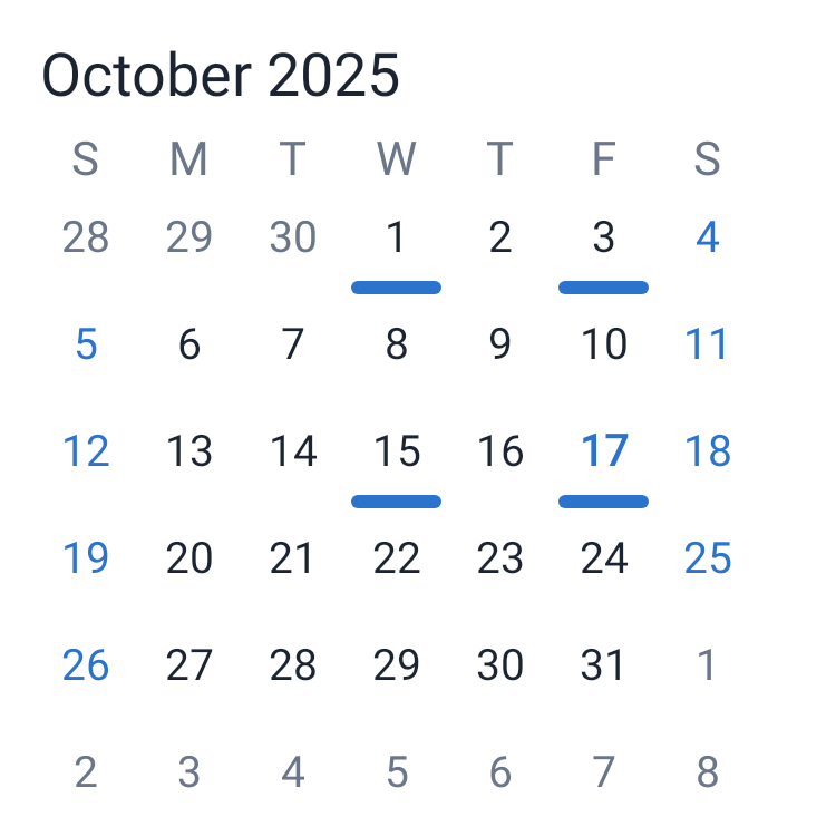 Mini Month Calendar in System