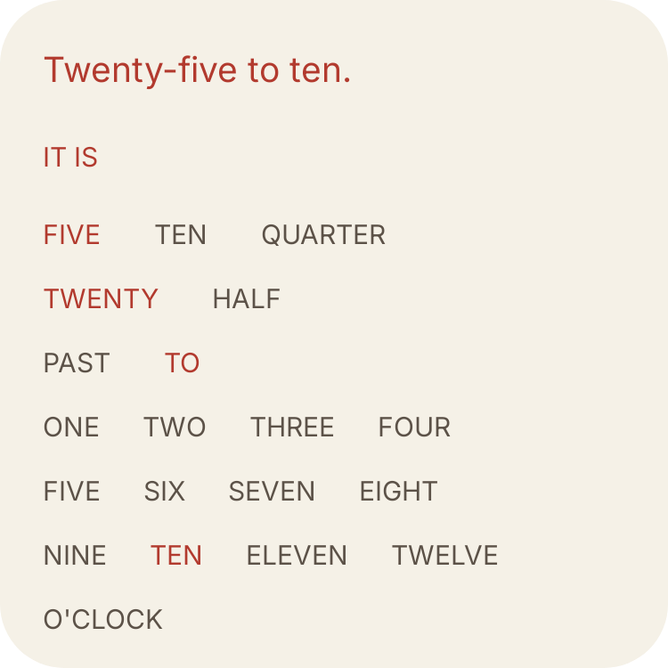 Word clock in Paper