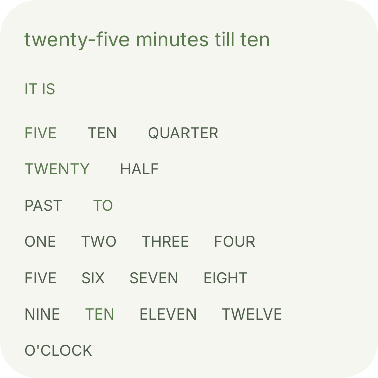 Word clock in Botanic