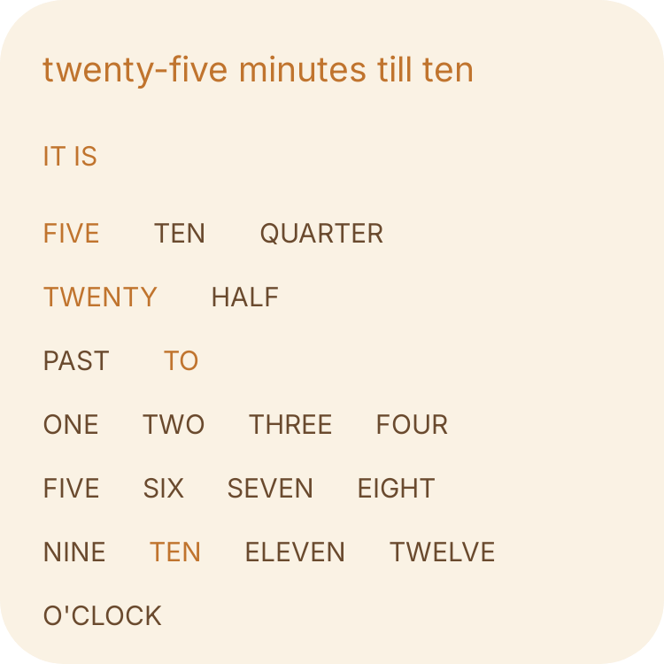 Word clock in Autumn Film