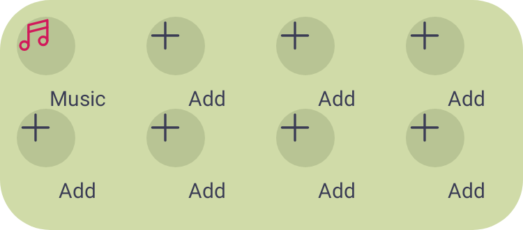 Media shortcuts grid in Pixel Era Dark