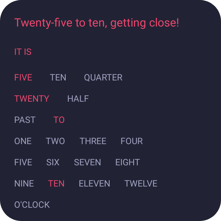 Word clock in Pixel Era