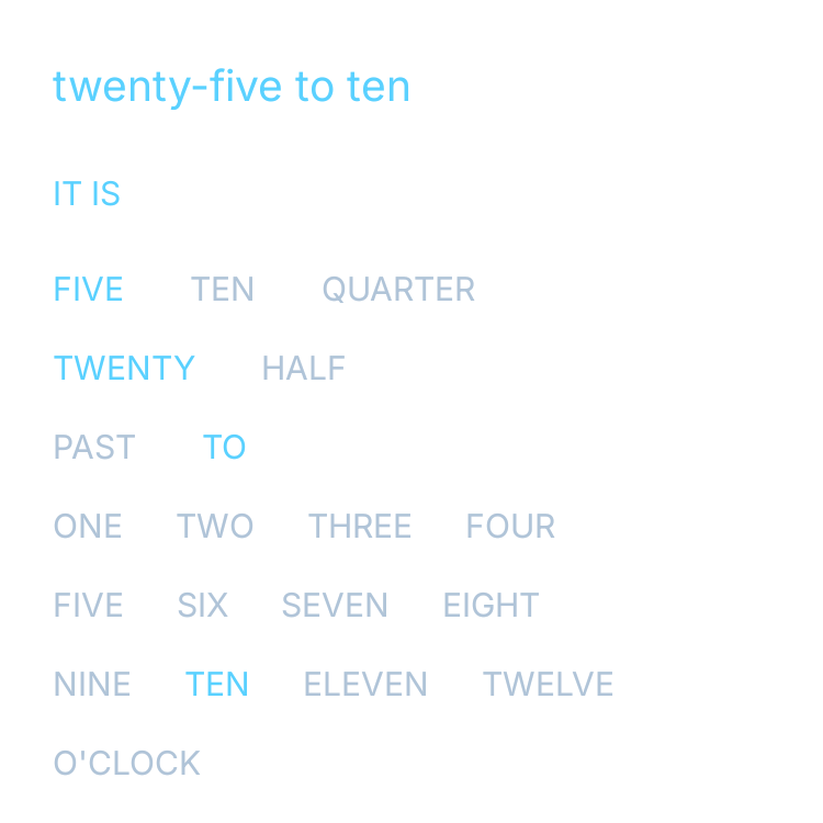 Word clock in Glass