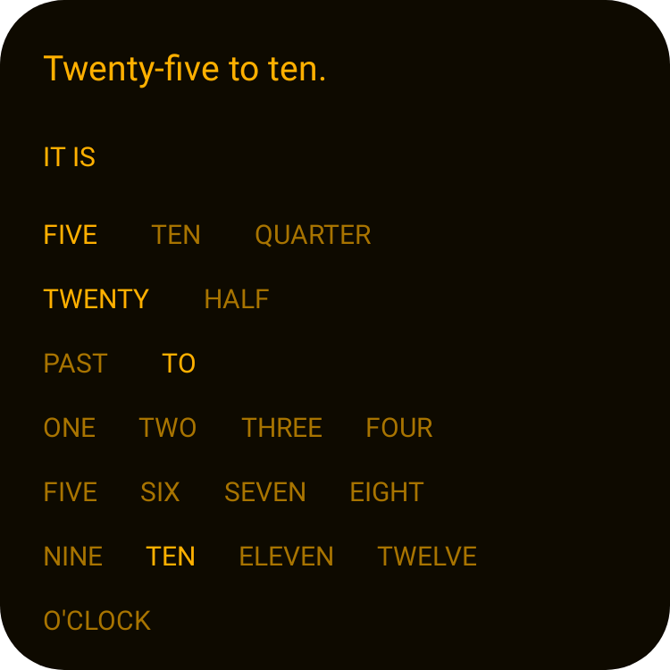 Word clock in Terminal Amber