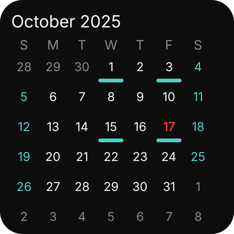 Mini Month Calendar in Eclipse