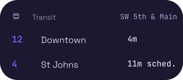 Transit departures widget preview