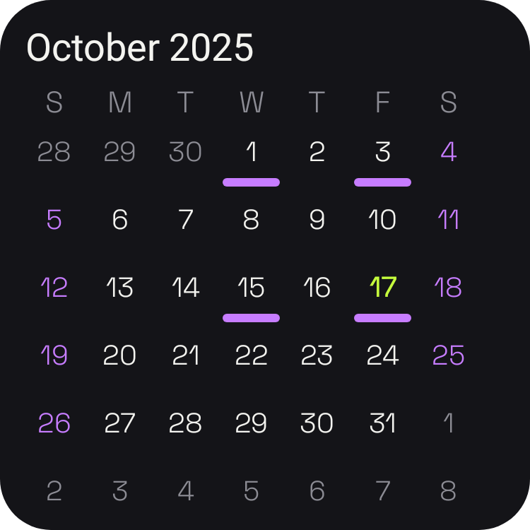 Mini Month Calendar in Neon Tokyo