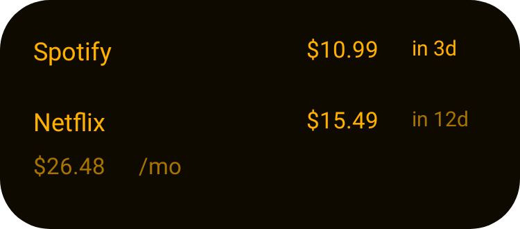 Subscription Radar in Terminal Amber