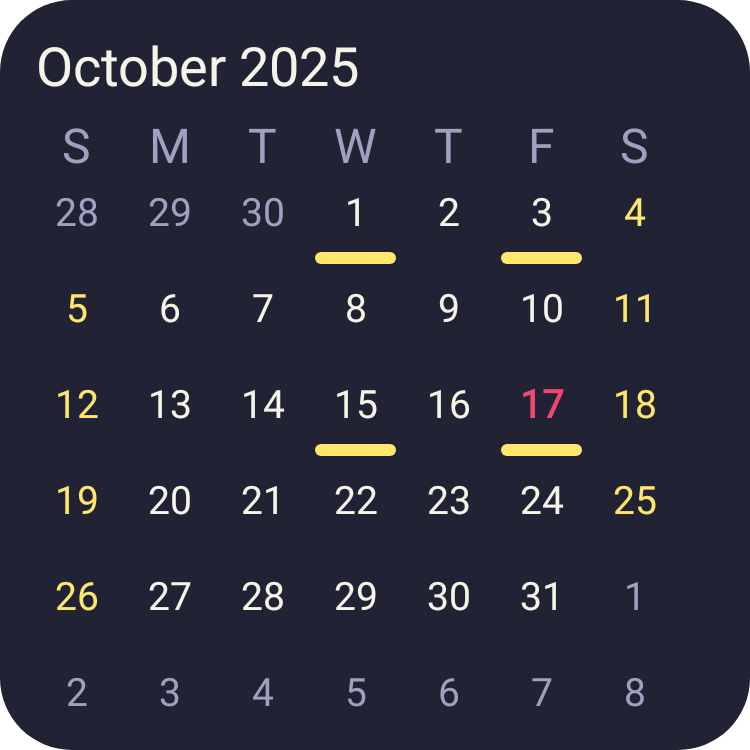 Mini Month Calendar in Pixel Era