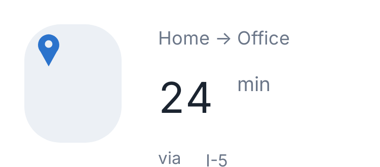 Commute ETA in Porcelain