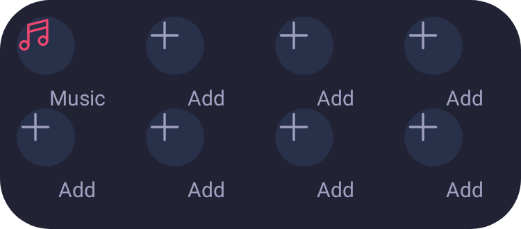 Media shortcuts grid in Pixel Era