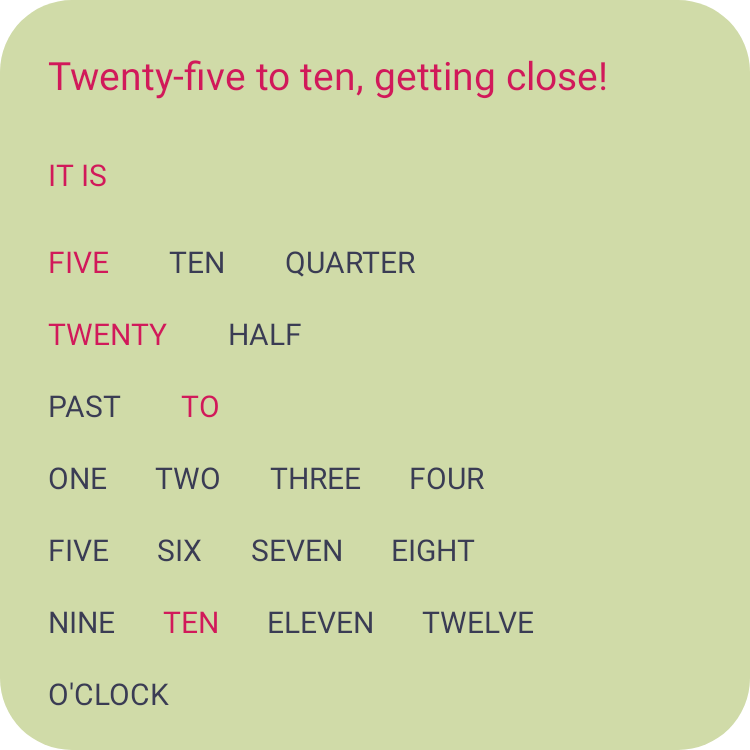 Word clock in Pixel Era Dark