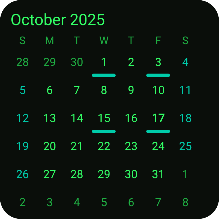 Mini Month Calendar in Terminal
