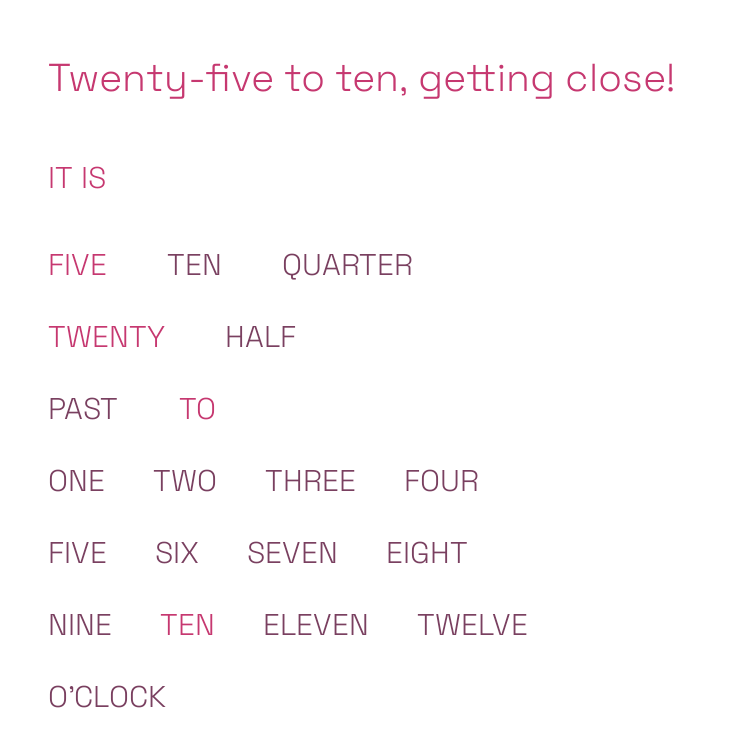 Word clock in Kawaii