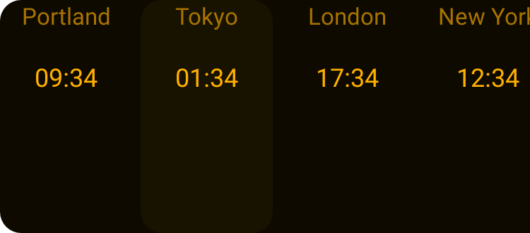 World Clock in Terminal Amber