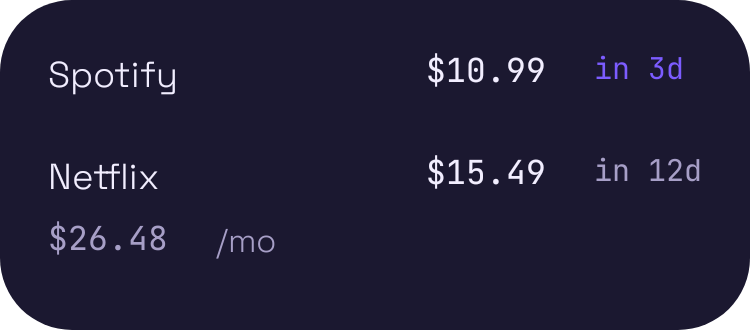 Subscription Radar widget preview