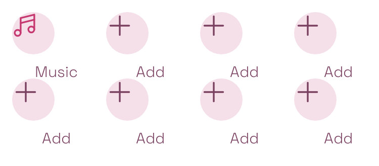 Media shortcuts grid in Kawaii