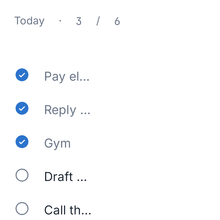 Todo checklist in Porcelain