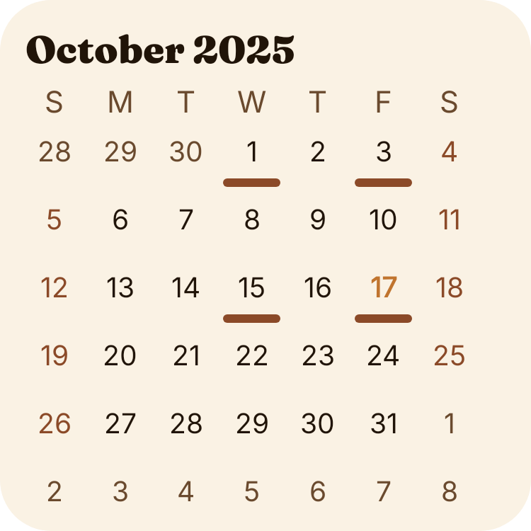 Mini Month Calendar in Autumn Film