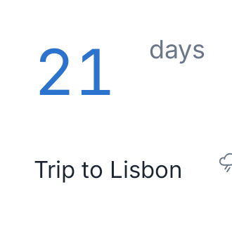 Trip countdown in Porcelain