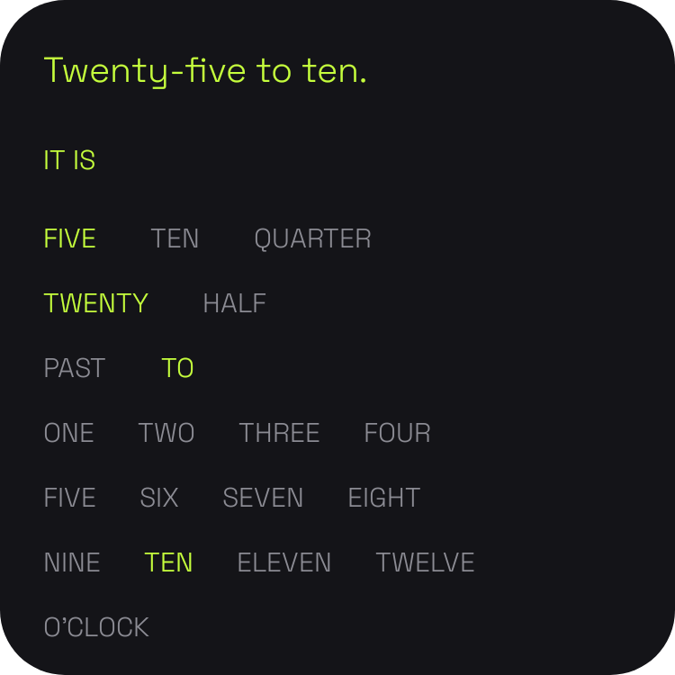 Word clock in Neon Tokyo